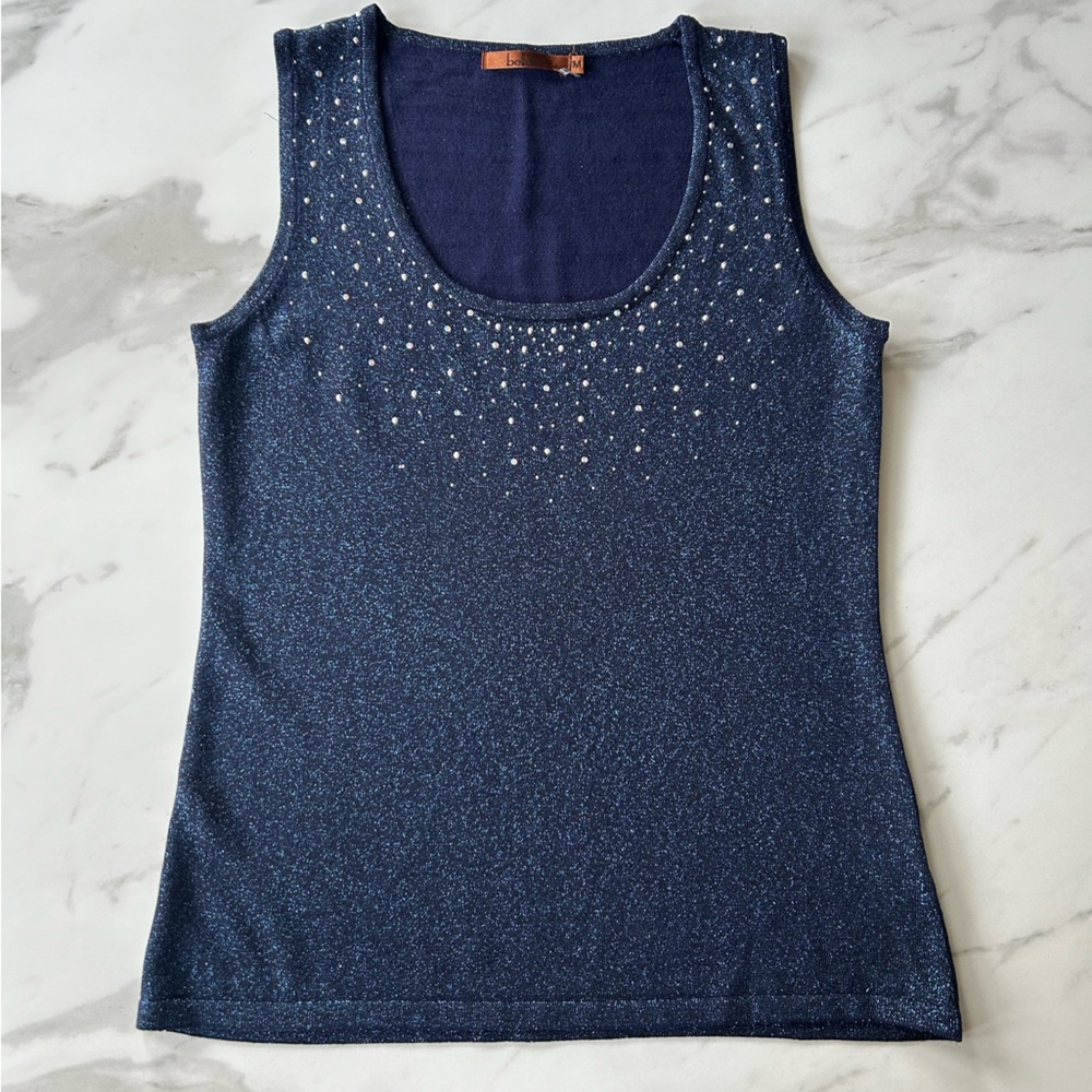Belldini size M navy glittery knit tank top